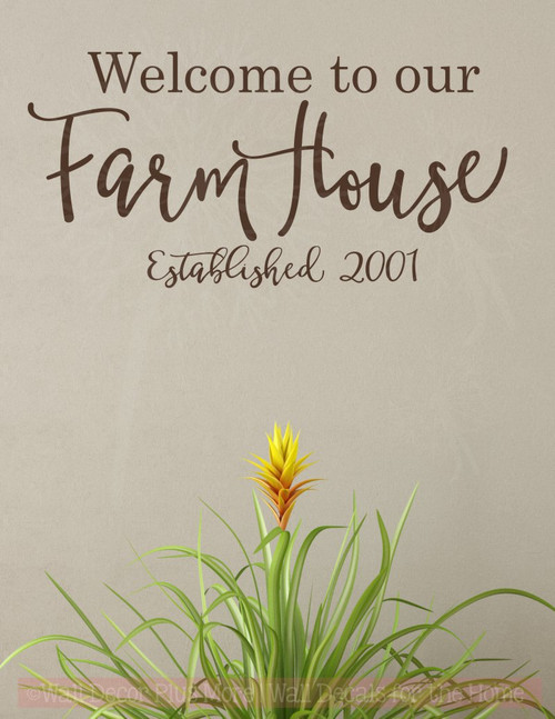 Welcome To Our Farmhouse Est Date Vinyl Lettering Decals Entry Wall Decor Chocolate