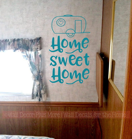 Camper Home Sweet Home Vinyl Letters Stickers RV Accessories Wall Quote Decals-Teal