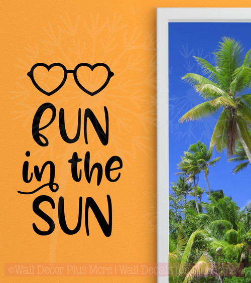 Fun in the Sun Summer Wall Sticker Quotes Vinyl Lettering Wall Decals Black