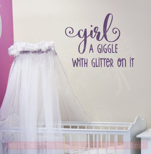 Girl Giggle With Glitter Girls Room Nursery Wall Decor Vinyl Sticker