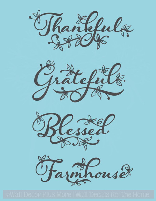Thankful Grateful Blessed or Farmhouse Vinyl Decals Wall Decor Stickers