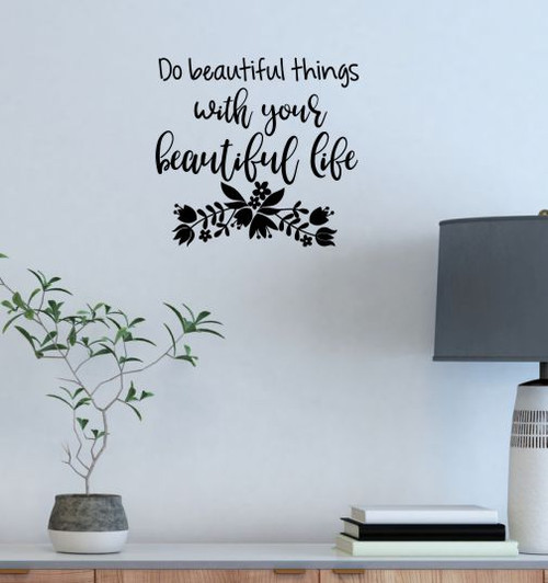 Beautiful Life Inspirational Quotes Vinyl Letters Decals for Graduation Home Decor- Black