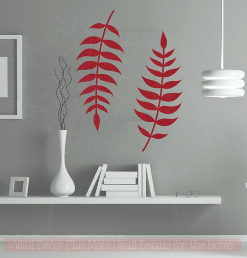 Large Florals Set of 2 Vinyl Art Stickers Wall Decals for Home Decor-Red