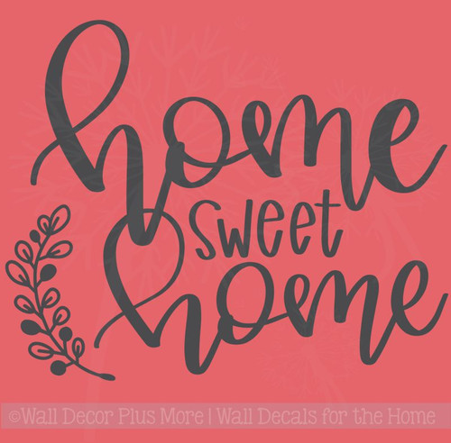 Home Sweet Home Laurel Leaf Handwriting Vinyl Letters Kitchen Wall Stickers