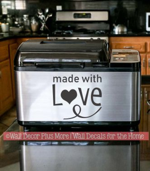 Made With Love Instant Pot Decal Vinyl Stickers for Kitchen Appliances- Glossy Black