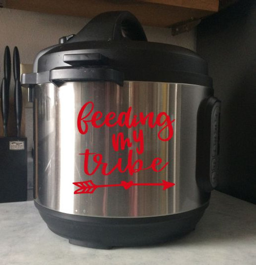 Feeding My Tribe Instant Pot Mom Decal Vinyl Sticker Letters for Kitchen- Glossy Red