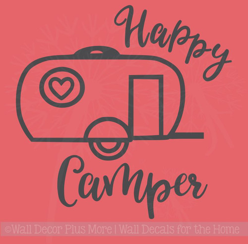 Happy Camper Wall Art Stickers Vinyl Lettering Decals for RV Decor