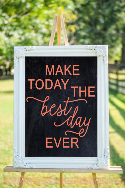 Make Today Best Ever Motivational Wall Decal Stickers Bathroom Quote-Coral