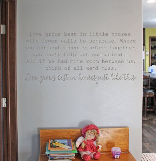 Loves Grows Best Little Houses Kitchen Wall Decals Vinyl Lettering Quotes-Castle Gray