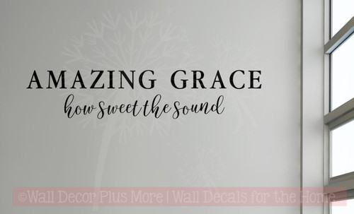 Amazing Grace How Sweet The Sound Vinyl Wall Decals Music Room Decor-Black