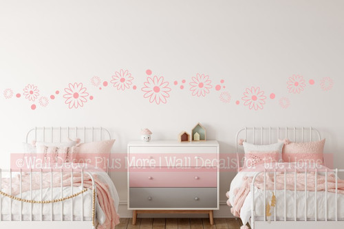 Daisy Flower Dot Floral Wall Decal Girls Room Decor Vinyl Decal Carnation Pink