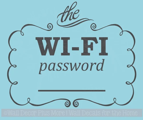 Wifi Password Vinyl Lettering Stickers Hotel Sign Wall Art Decals