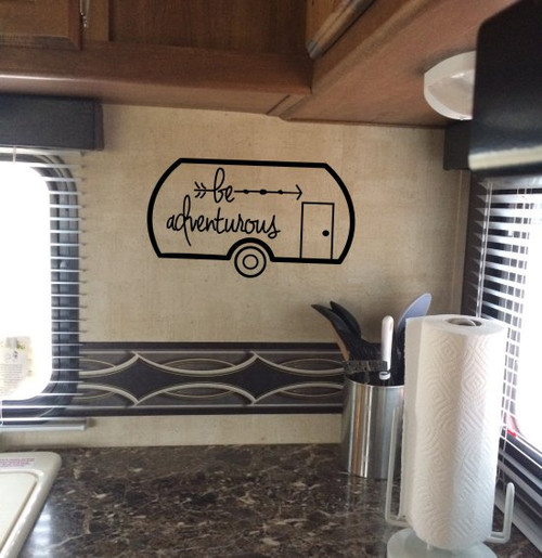 Be Adventurous Camper Vinyl Lettering Decals RV Wall Art Stickers Black