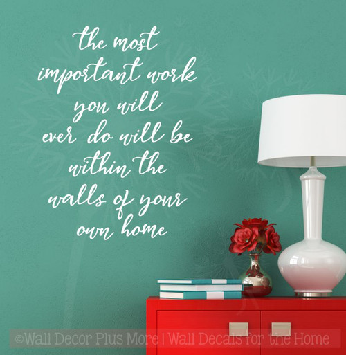 Most Important Work Vinyl Lettering Decals Wall Stickers for Home Decor-White