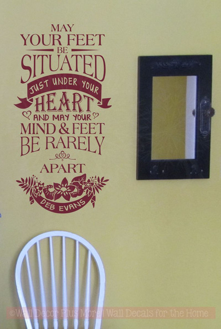 Mind and Feet Rarely Apart Inspirational Wall Decals Vinyl Stickers-Burgundy