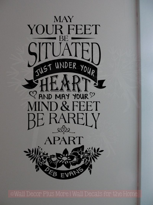 Mind and Feet Rarely Apart Inspirational Wall Decals Vinyl Stickers-Black