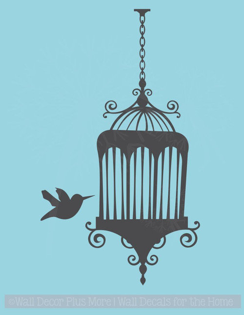 Hummingbird with Cage Wall Art Stickers Wedding Decor Vinyl Decals