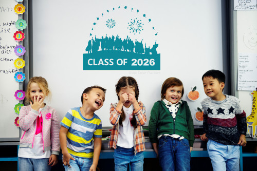 Class Of 2026 Vinyl Art Stickers Celebration Wall Decals Graduation Decor Teal preschool classes