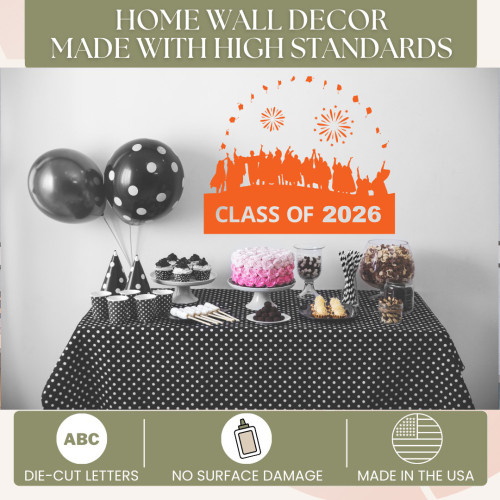 Class Of 2026 Graduation Party Decor Vinyl Art Stickers Celebration Wall Decals Graduation Decor - High Standards