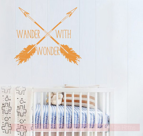 Wander With Wonder Arrows Vinyl Art Decals Camper Wall Stickers Quote-Rust Orange