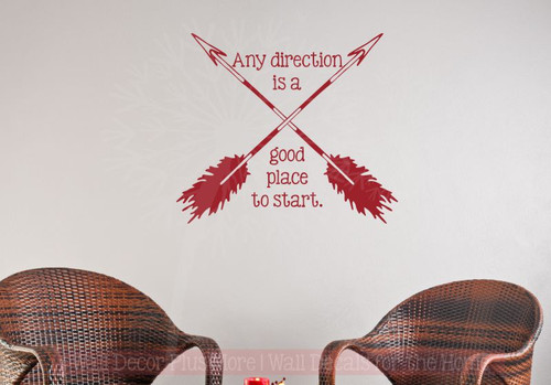 Any Direction Good Place To Start Inspirational Vinyl Wall Art Decals-Red