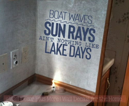 Lake Days Summer Quote Vinyl Lettering Decals Camper Wall Art Stickers-Deep Blue