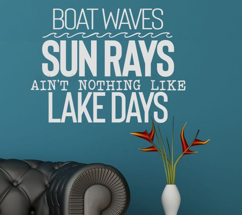Lake Days Summer Quote Vinyl Lettering Decals Camper Wall Art Stickers-Light Gray