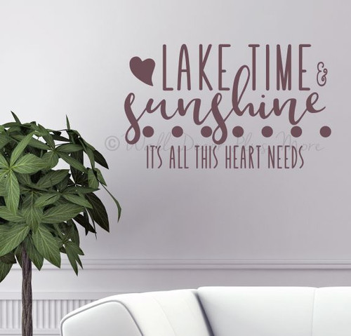 Lake Time Sunshine Girl Bedroom Decor Quote Vinyl Lettering Wall Decals- Eggplant