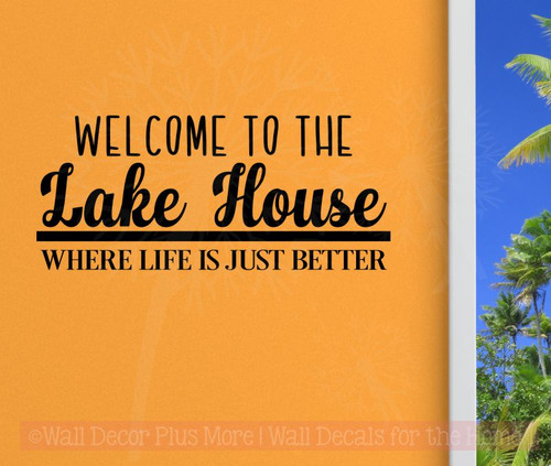 Lake House Vinyl Lettering Decals Wall Sticker Quotes Beach Home Decor-Black