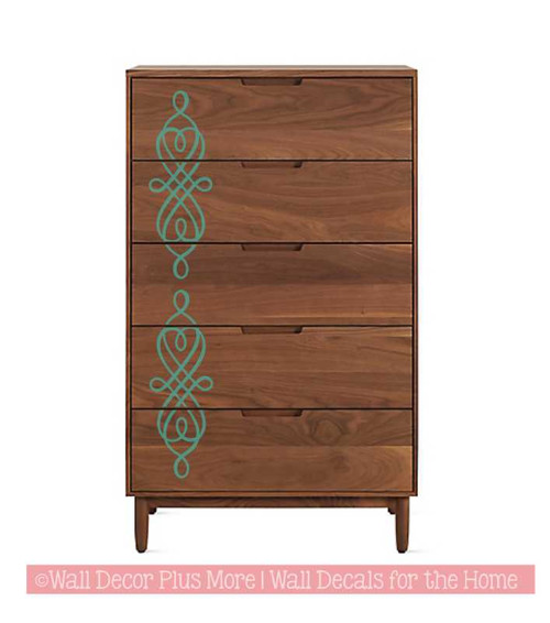 Swirl Pattern Stencil DIY Wood Home Decor DIY Vinyl Art Stickers, Set of 2 on a Dresser