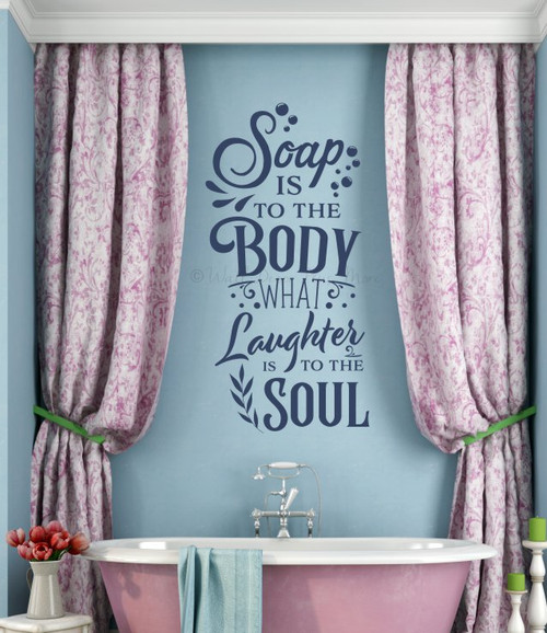 Soap Is To The Body Vinyl Lettering Decals Wall Sticker Bathroom Decor-Deep Blue