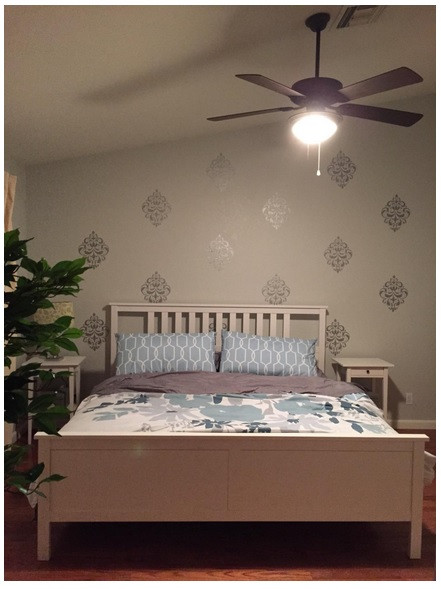 Victorian Vintage Medallion Floral Damask Wall Decal Elegant Master Bedroom- Silver