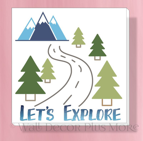 Let's Explore Camping Canvas Art Print RV Camper Lightweight Hanging Decor