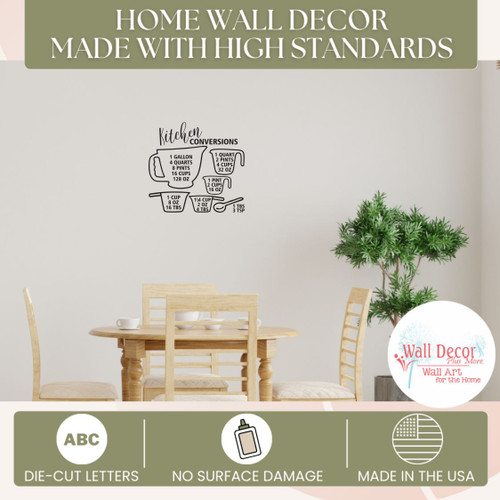 Kitchen Conversion Chart Home Wall Decor Made with High Standards Vinyl Decals for the Kitchen