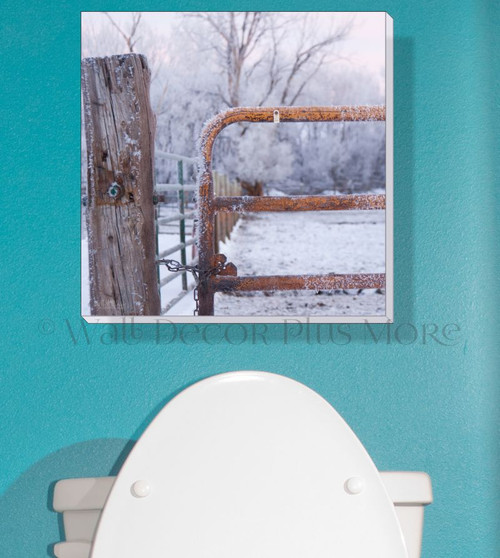 Snowy Gate 12x12 Canvas Wall Print for Farmhouse Decor Easy to Hang Wall Art