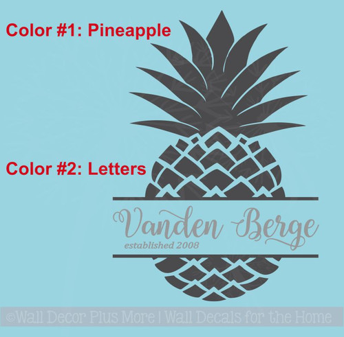 Pineapple Last Name Est Monogram Vinyl Letter Decals Wall Art Stickers
