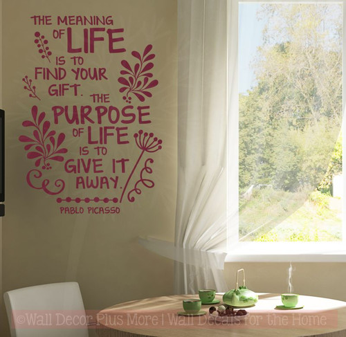 Meaning Of Life Motivational Vinyl Sticker Quotes Inspire Wall Art Decals-Burgundy