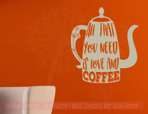 All You Need Love And Coffee Vinyl Art Decals Kitchen Quote Wall Stickers-Warm Gray