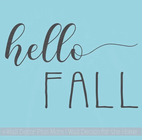 Hello Fall Vinyl Lettering Stickers Wall Art Decals Autumn Home Decor