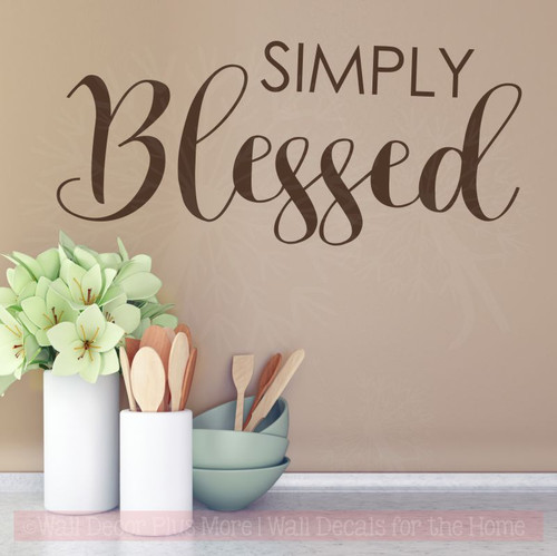 Simply Blessed Fall Home Decor Wall Decals Vinyl Lettering Stickers-Chocolate Brown
