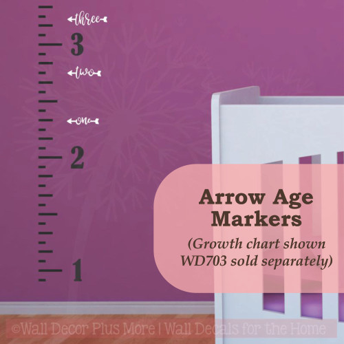 Arrow Age Markers Add-on To Track Growth on Ruler Charts Vinyl Wall Decal-White