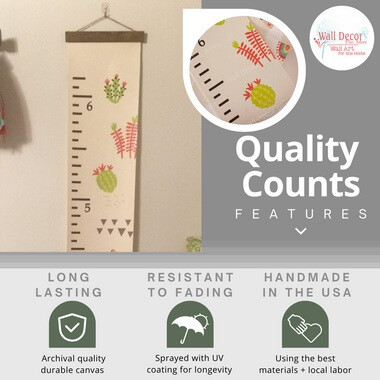 Llama Growth Chart Canvas Print Kids Wall Art Height Ruler