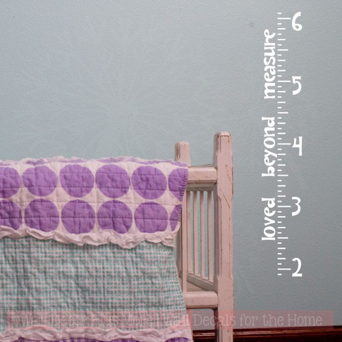 Wall Height Ruler Chart Love Beyond Measure Nursery Decor Decals-White