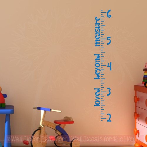 Wall Height Ruler Chart Love Beyond Measure Nursery Decor Decals-Traffic Blue