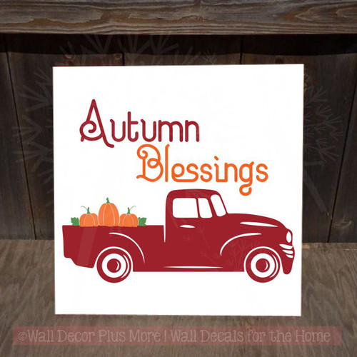 Option 3 - Autumn Vintage Pickup Fall Decor Vinyl Art Decals Home Wall Stickers-Red, Orange