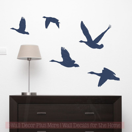 Geese Flying Hunter Wall Decor Vinyl Art Stickers Man Cave Decals-Deep Blue
