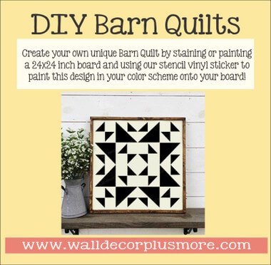 Barn Quilt Design Stencil Art Farmhouse Stickers DIY Wood Project Home Decor — Rustic wooden frame surrounding a black and