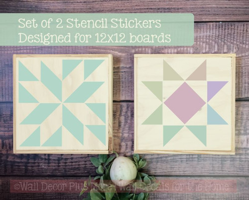 Set of 2 Barn Quilt Stencil Art Stickers DIY Wood Farmhouse Home Decor