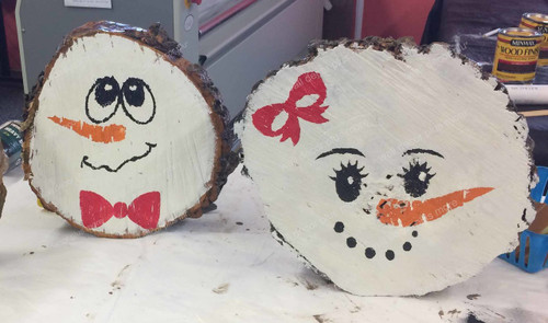 Winter Decor Snowman Face STENCIL Stickers for Painting on Wooden Signs, Set of 2