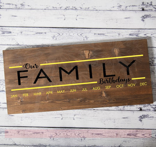 Decals To Create Birthday Board Our Family Birthdays DIY Wall Art Decor-Black, Light Yellow